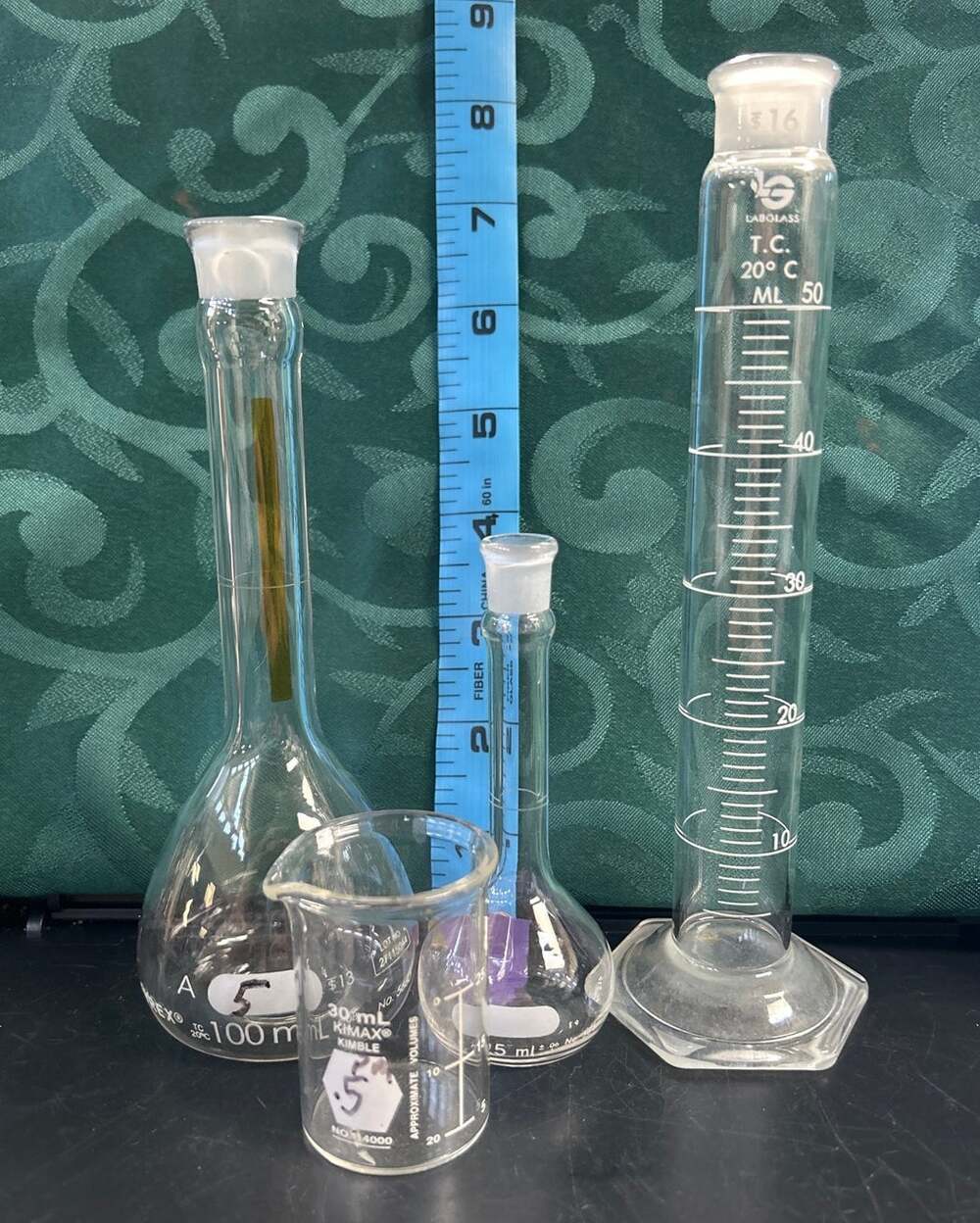High End Halloween Lot Vintage Clear Glass Laboratory Beaker Set